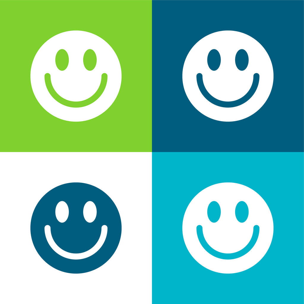 Big Smiley Face Flat cztery kolory minimalny zestaw ikon - Wektor, obraz