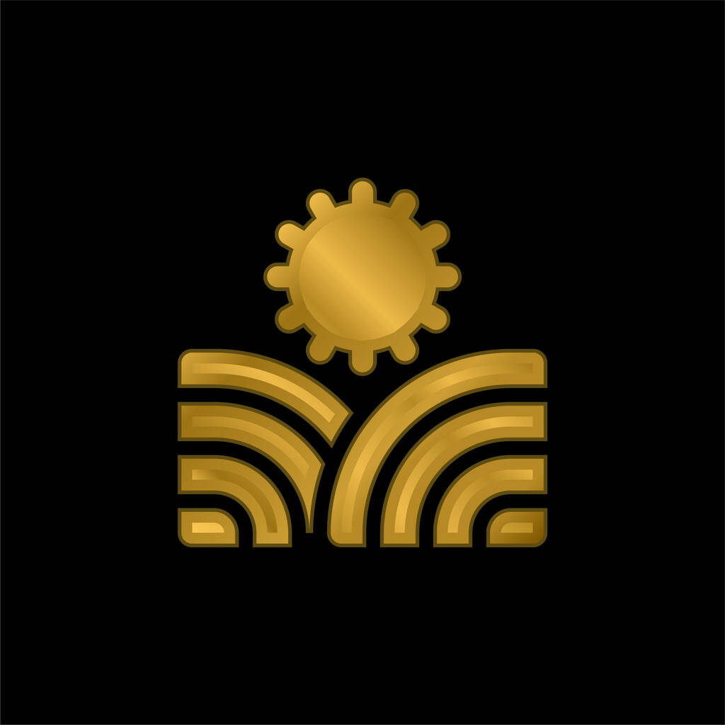 Agricultura chapado en oro icono metálico o logo vector - Vector, imagen