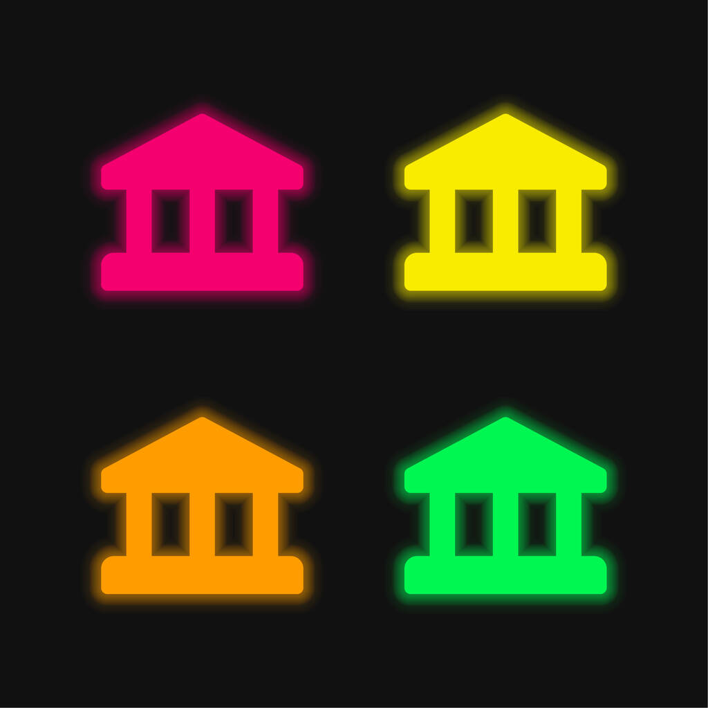Τράπεζα τέσσερις χρώμα λαμπερό νέον διάνυσμα εικονίδιο - Διάνυσμα, εικόνα