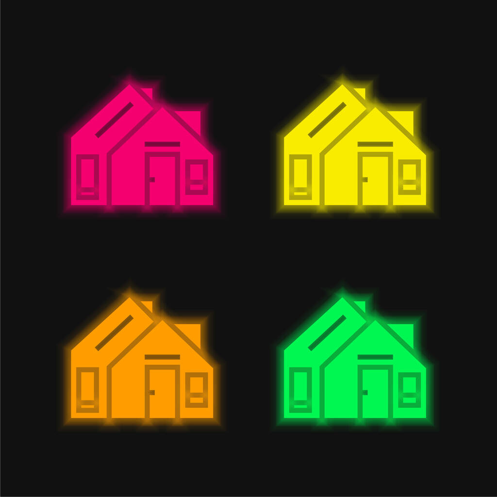Address four color glowing neon vector icon - Vector, Image