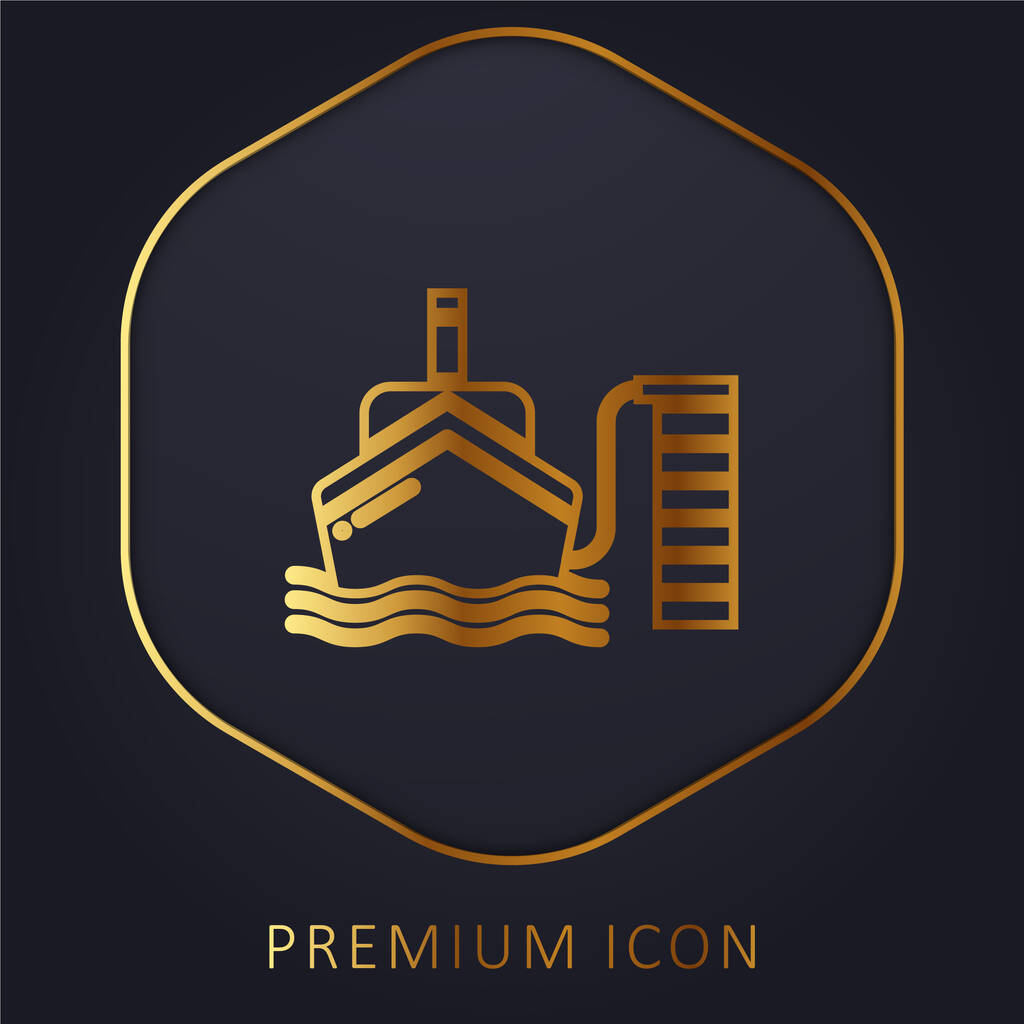 Hajó arany vonal prémium logó vagy ikon - Vektor, kép