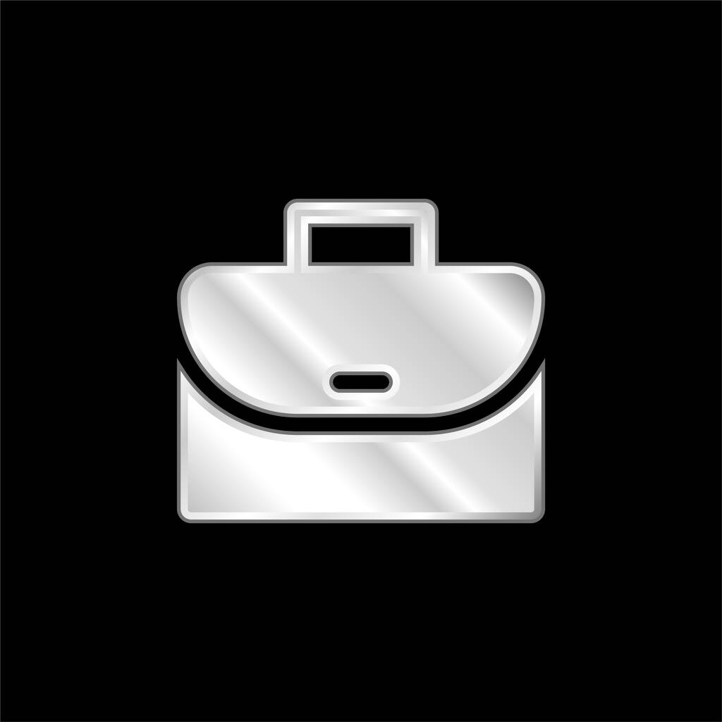 Briefcase silver plated metallic icon - Vector, Image