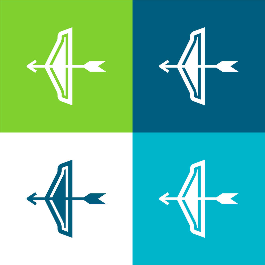 Archer Set icona minimale a quattro colori piatto - Vettoriali, immagini