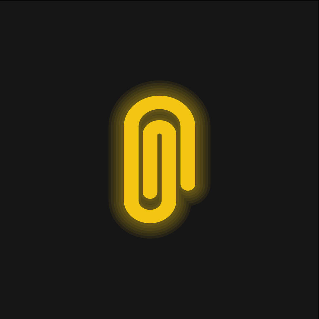 Csatolmány interfész Jelkép sárga izzó neon ikon - Vektor, kép