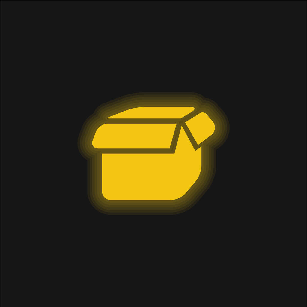 ブラックオープンボックス黄色の輝くネオンアイコン - ベクター画像