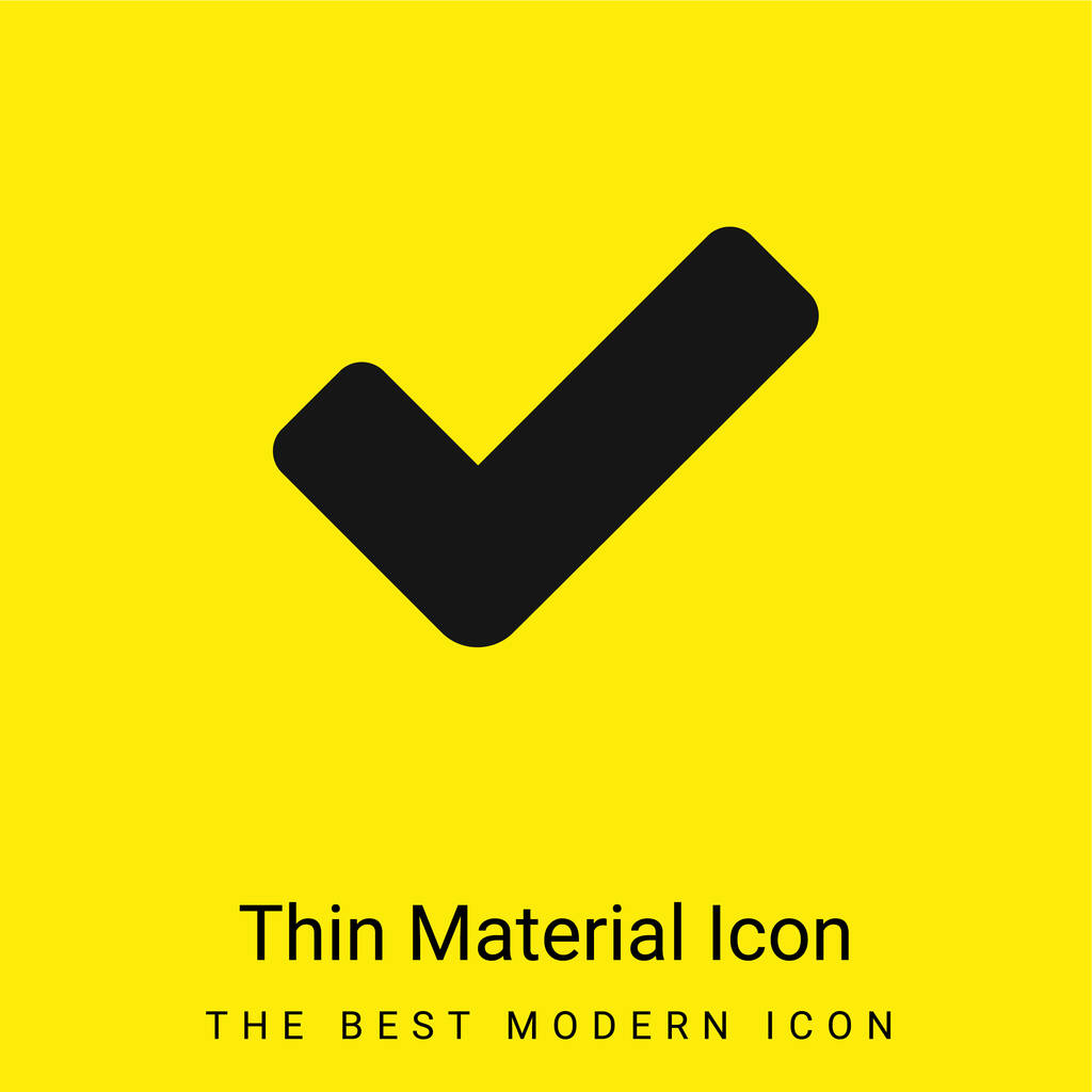Big Check Mark ícone material amarelo brilhante mínimo - Vetor, Imagem