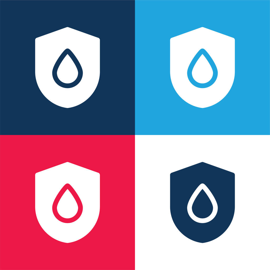 Goutte de sang bleu et rouge quatre couleurs minimum jeu d'icônes - Vecteur, image