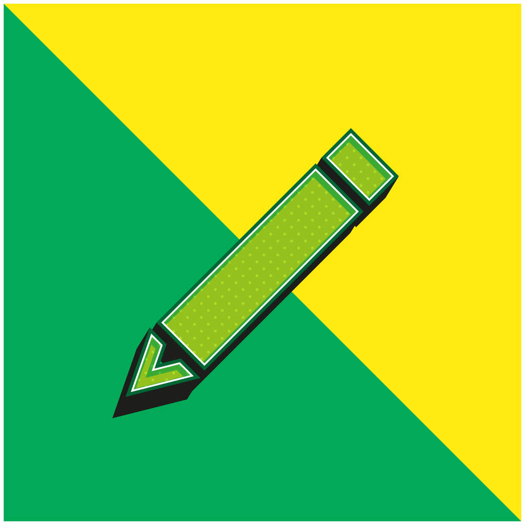 Czarny ukośny ołówek Zielony i żółty nowoczesny ikona wektora 3D logo - Wektor, obraz