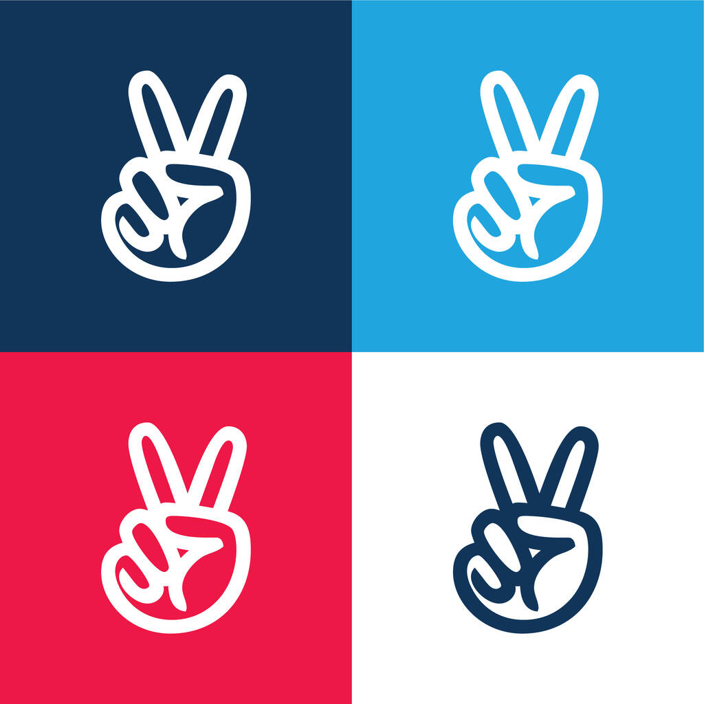 Angelist blue and red four color minimal icon set - Vector, Image