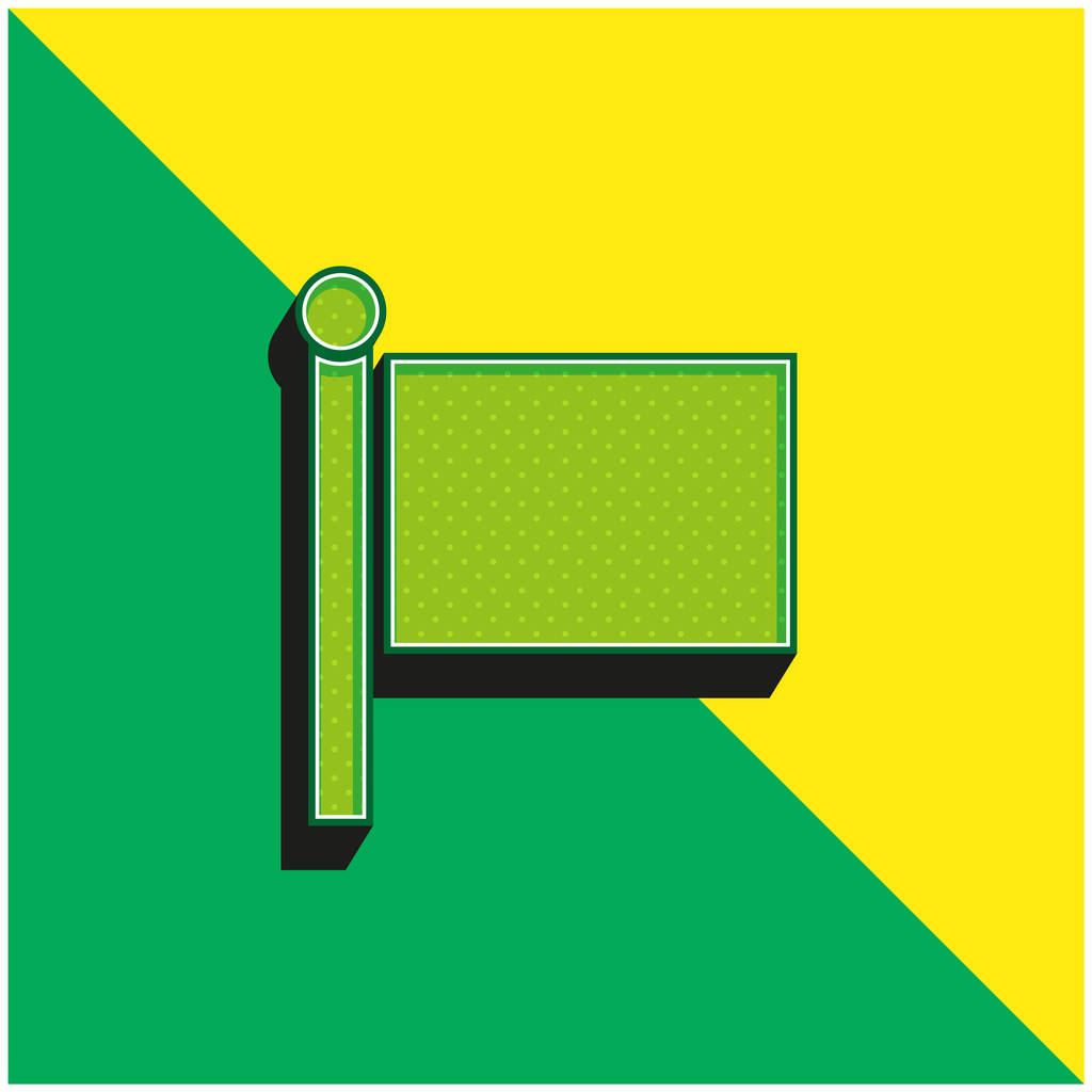 ブラックフラッググリーンとイエローのモダンな3Dベクトルアイコンのロゴ - ベクター画像