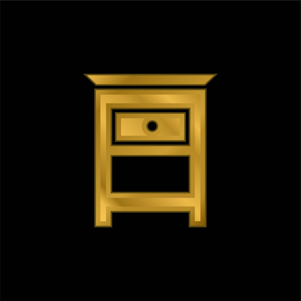 Мебель для спальни Небольшой стол для кровати Позолоченная металлическая икона или логотип вектор - Вектор,изображение