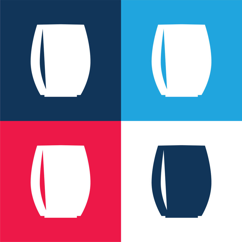 Black Glass Of Convex Sides blue and red four color minimal icon set - Vector, Image