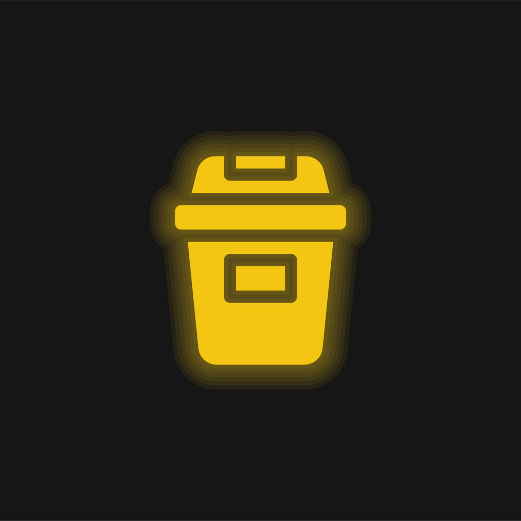 Bin žlutá zářící neonová ikona - Vektor, obrázek