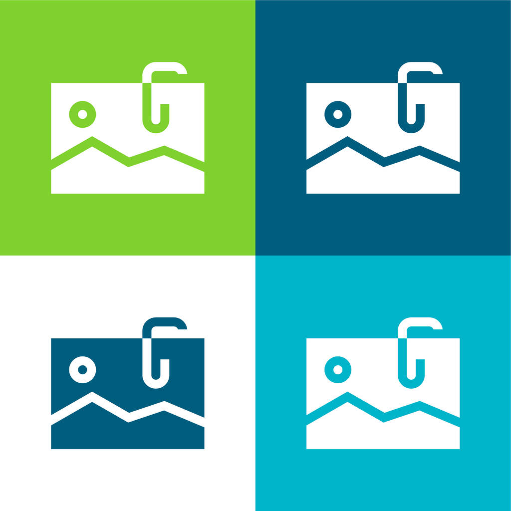 Attached Flat four color minimal icon set - Vector, Image