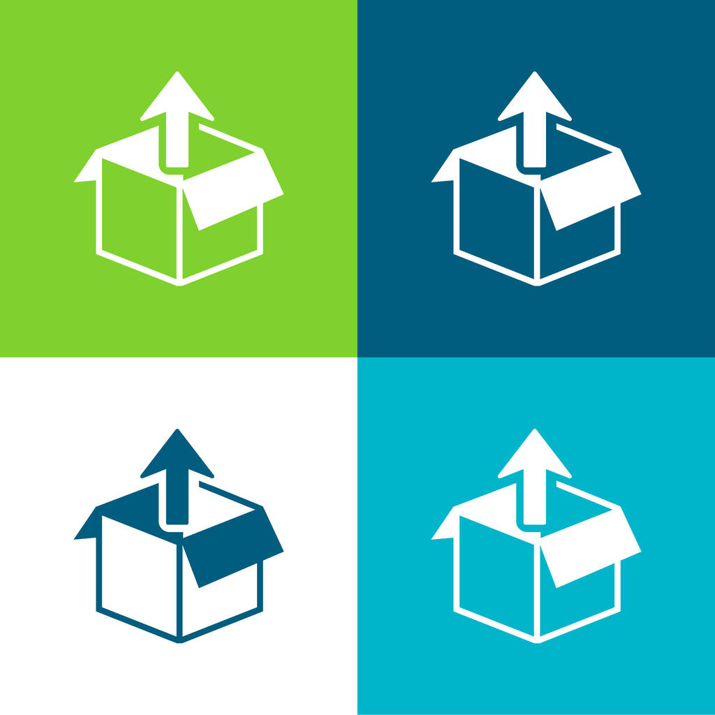 Box Get Out Flat four color minimal icon set - Vector, Image