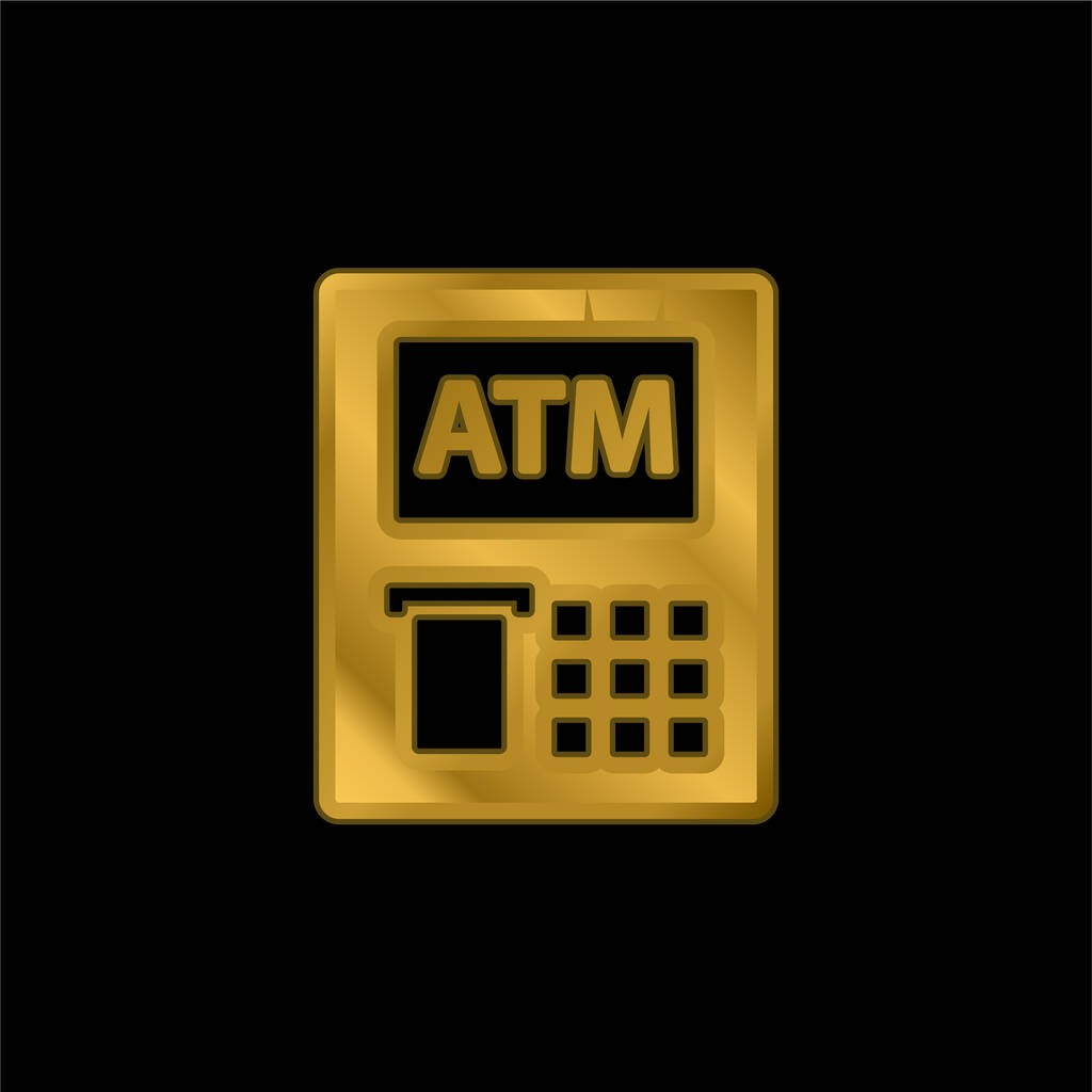 Επιχρυσωμένο μεταλλικό εικονίδιο ATM ή φορέας λογότυπου - Διάνυσμα, εικόνα