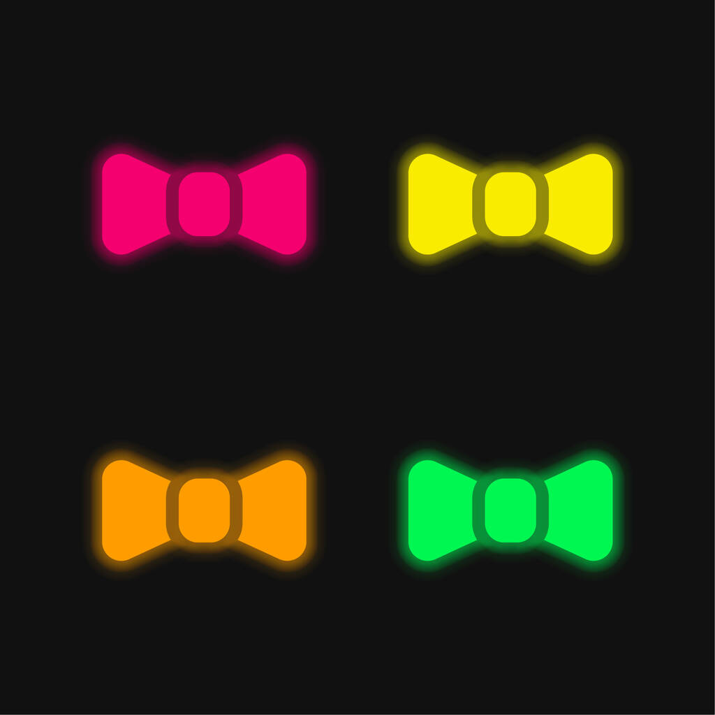 Bow Tie cuatro colores brillante icono de vectores de neón - Vector, imagen