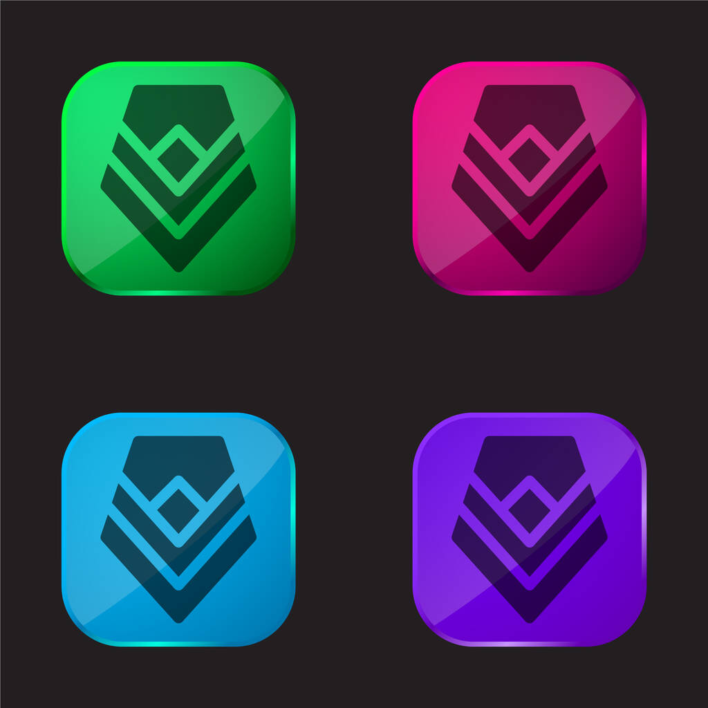 Badge vier kleuren glazen knop pictogram - Vector, afbeelding