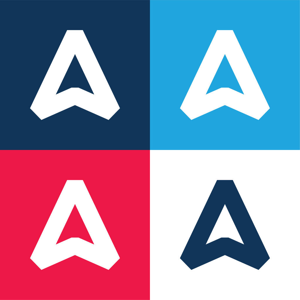 Flèche bleue et rouge ensemble d'icônes minimes quatre couleurs - Vecteur, image