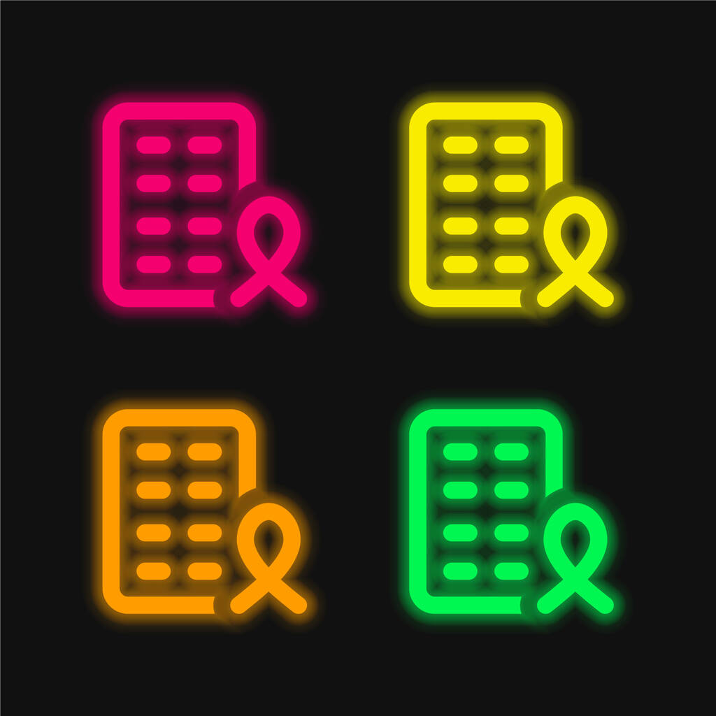 Aides quatre couleur brillant icône vectorielle néon - Vecteur, image
