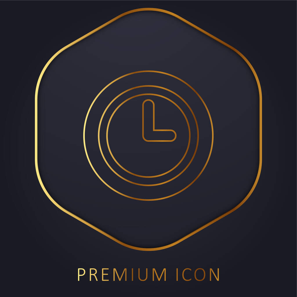 Zwarte klok gouden lijn premium logo of pictogram - Vector, afbeelding