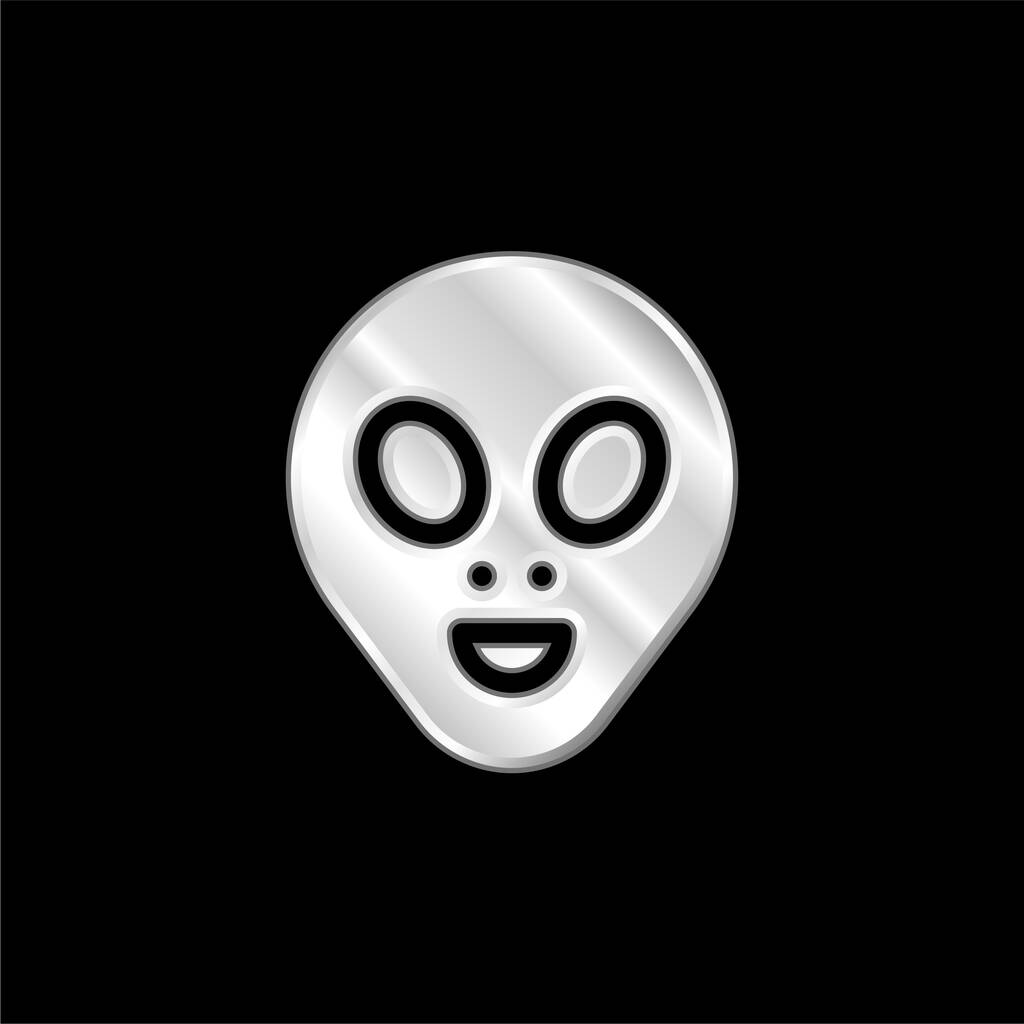 Alien prata banhado ícone metálico - Vetor, Imagem