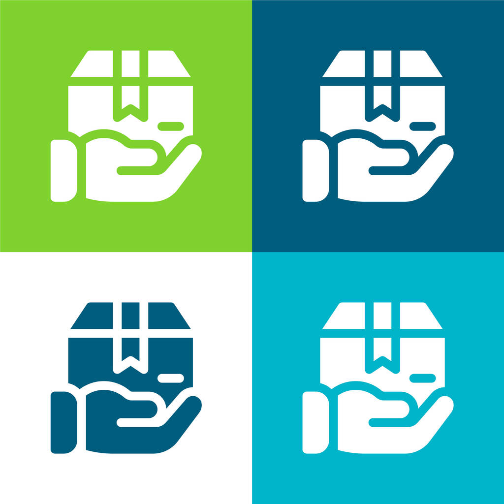 Doboz Lapos négy szín minimális ikon készlet - Vektor, kép