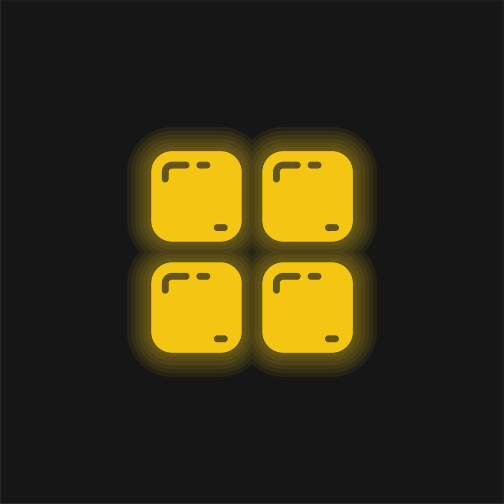 Apps yellow glowing neon icon - Vector, Image