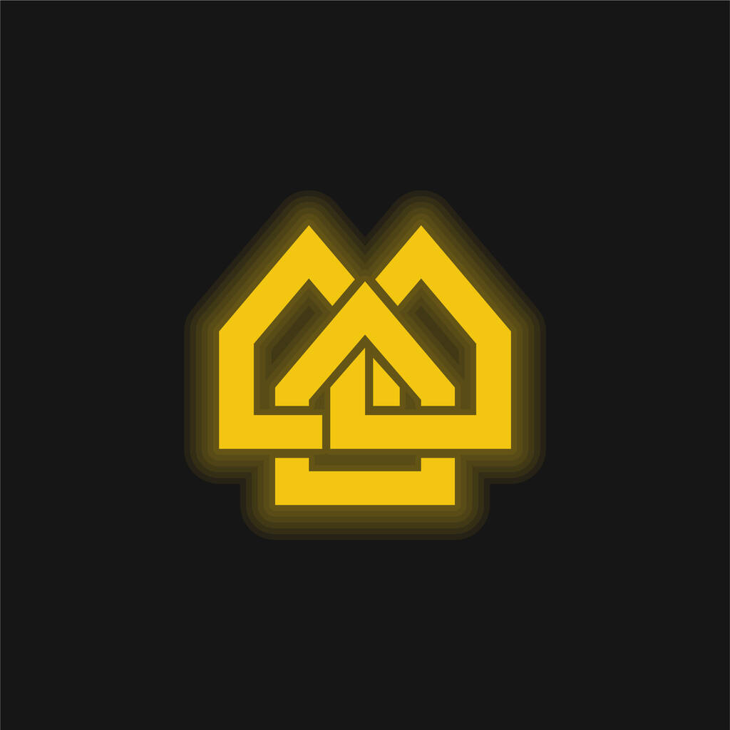 Alliedhomes Logo amarillo brillante icono de neón - Vector, imagen