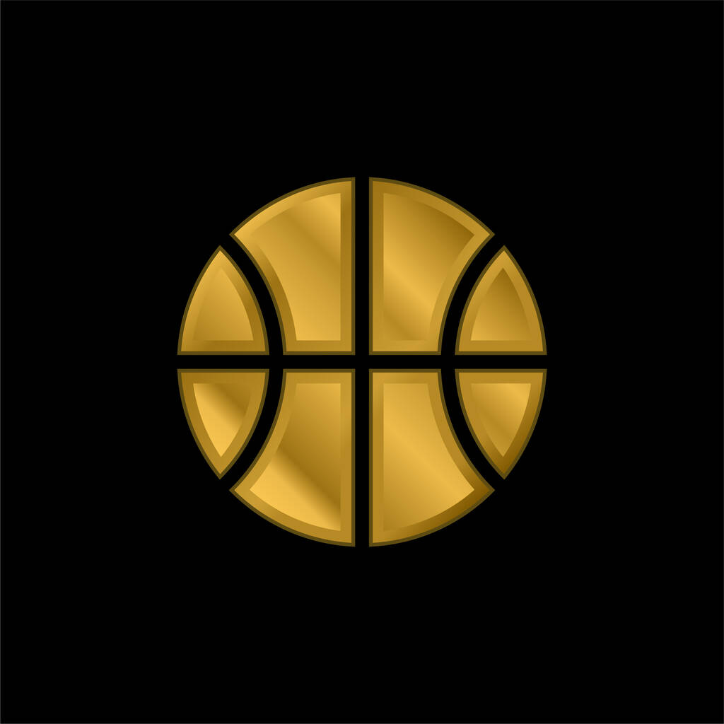 Basket-ball plaqué or icône métallique ou logo vecteur - Vecteur, image