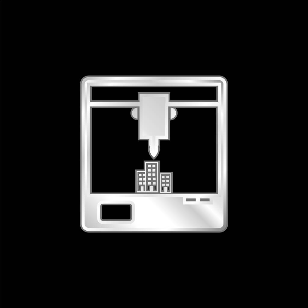 3d принтер Символ вікна срібний металевий значок
 - Вектор, зображення