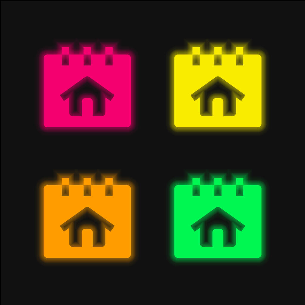 Réservation quatre couleur brillant icône vectorielle néon - Vecteur, image