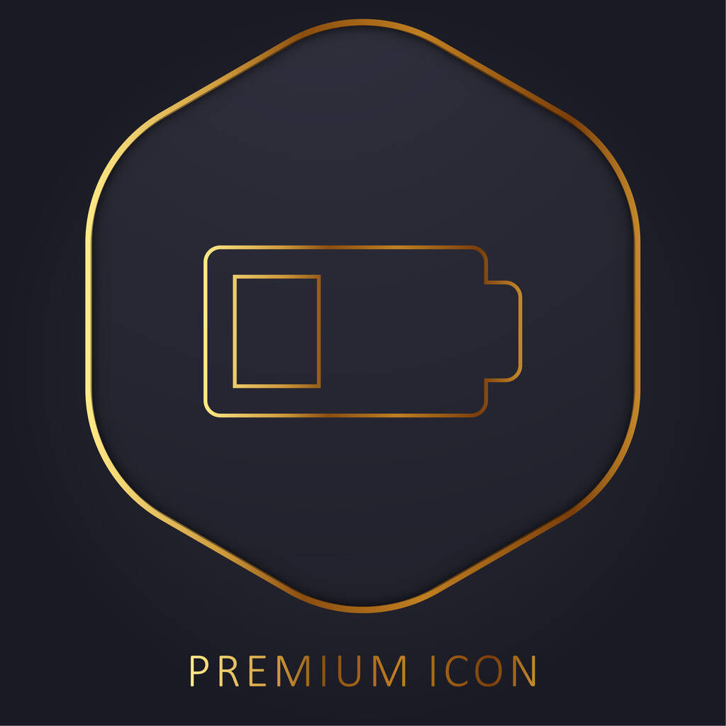 Sinal de status da bateria com menos de metade da energia Carga linha dourada logotipo premium ou ícone - Vetor, Imagem