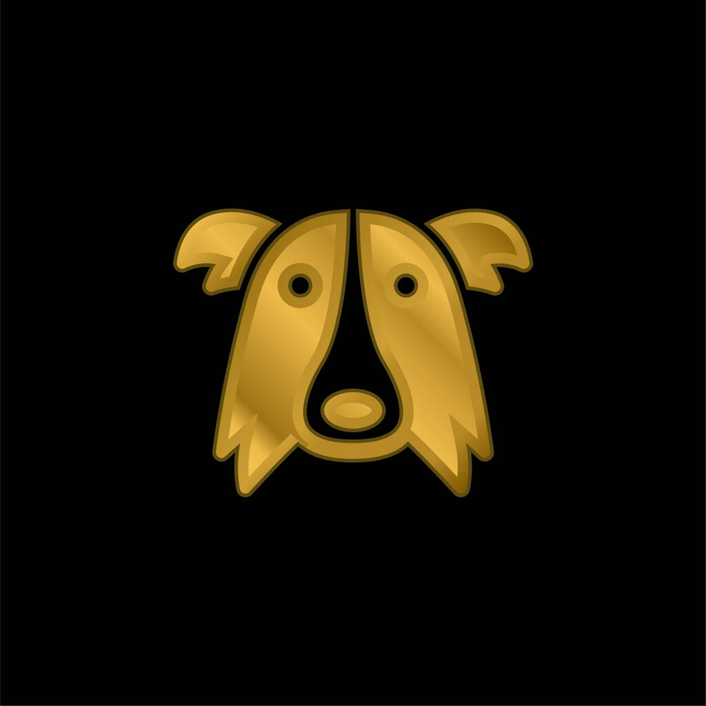 Border Collie tête de chien plaqué or icône métallique ou logo vecteur - Vecteur, image
