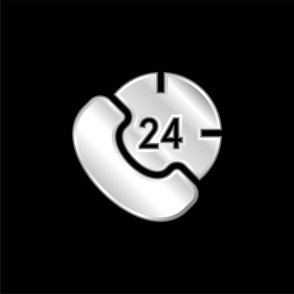 24 hodin postříbřená kovová ikona - Vektor, obrázek