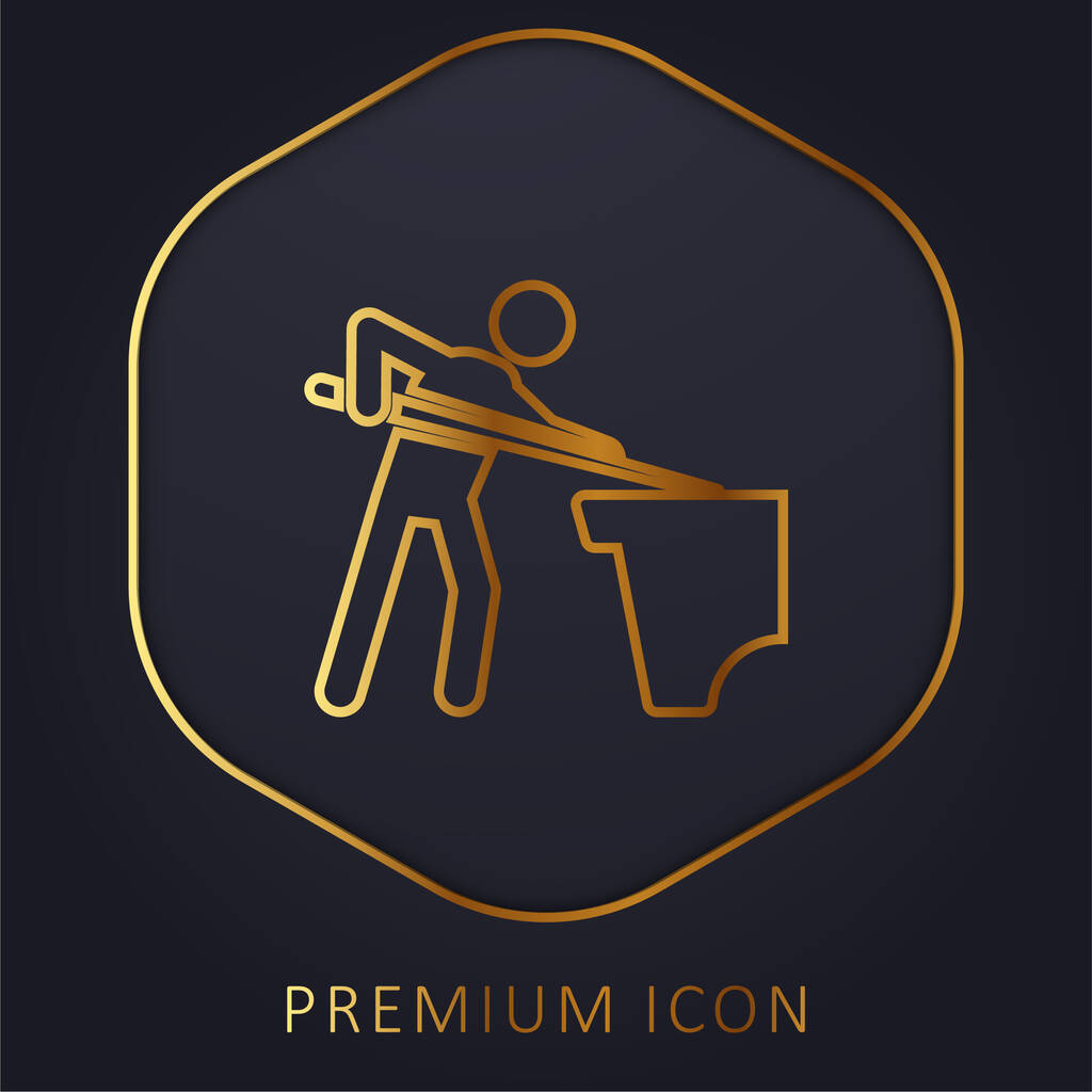 Billiard golden line premium logo or icon - Vector, Image