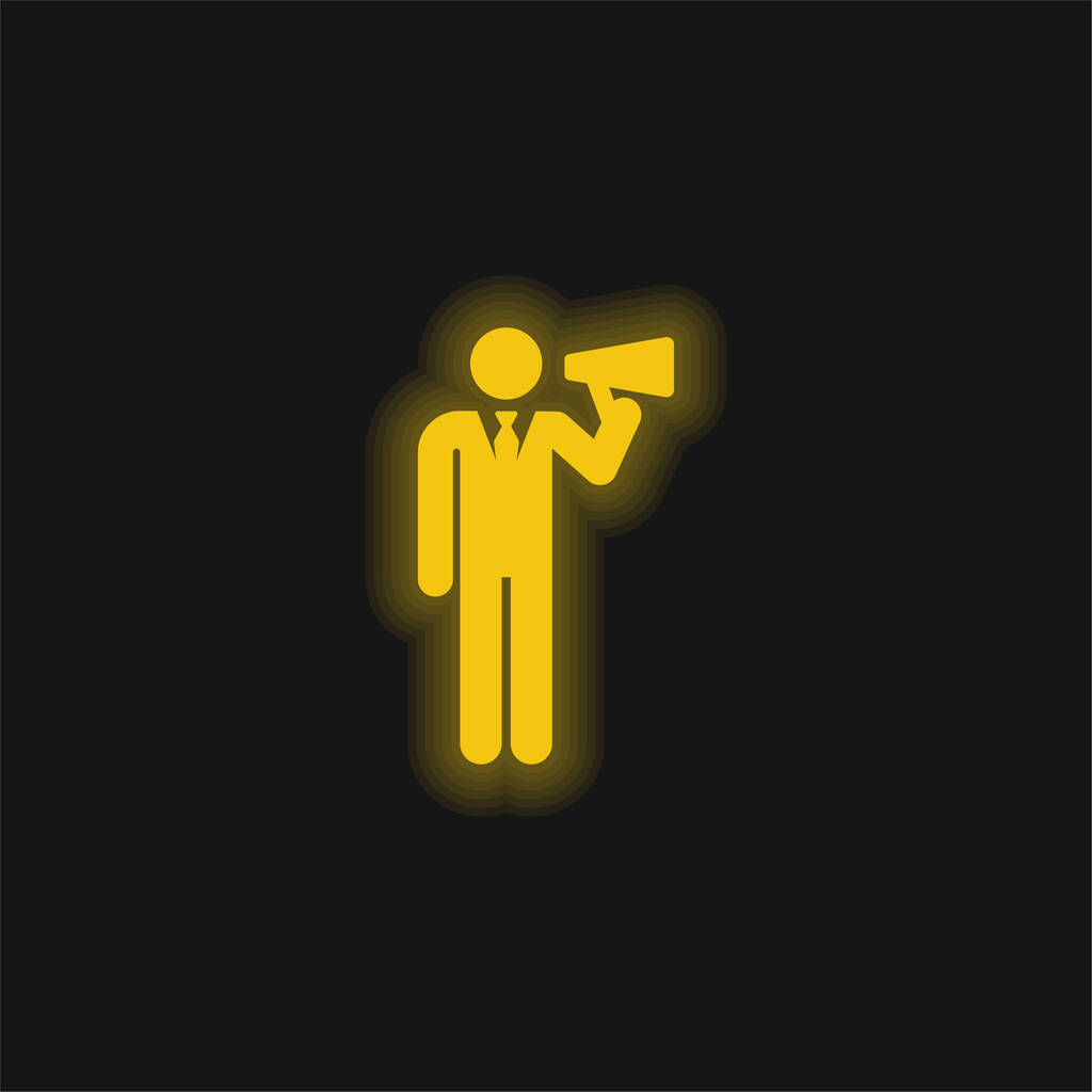Chefe amarelo brilhante ícone de néon - Vetor, Imagem