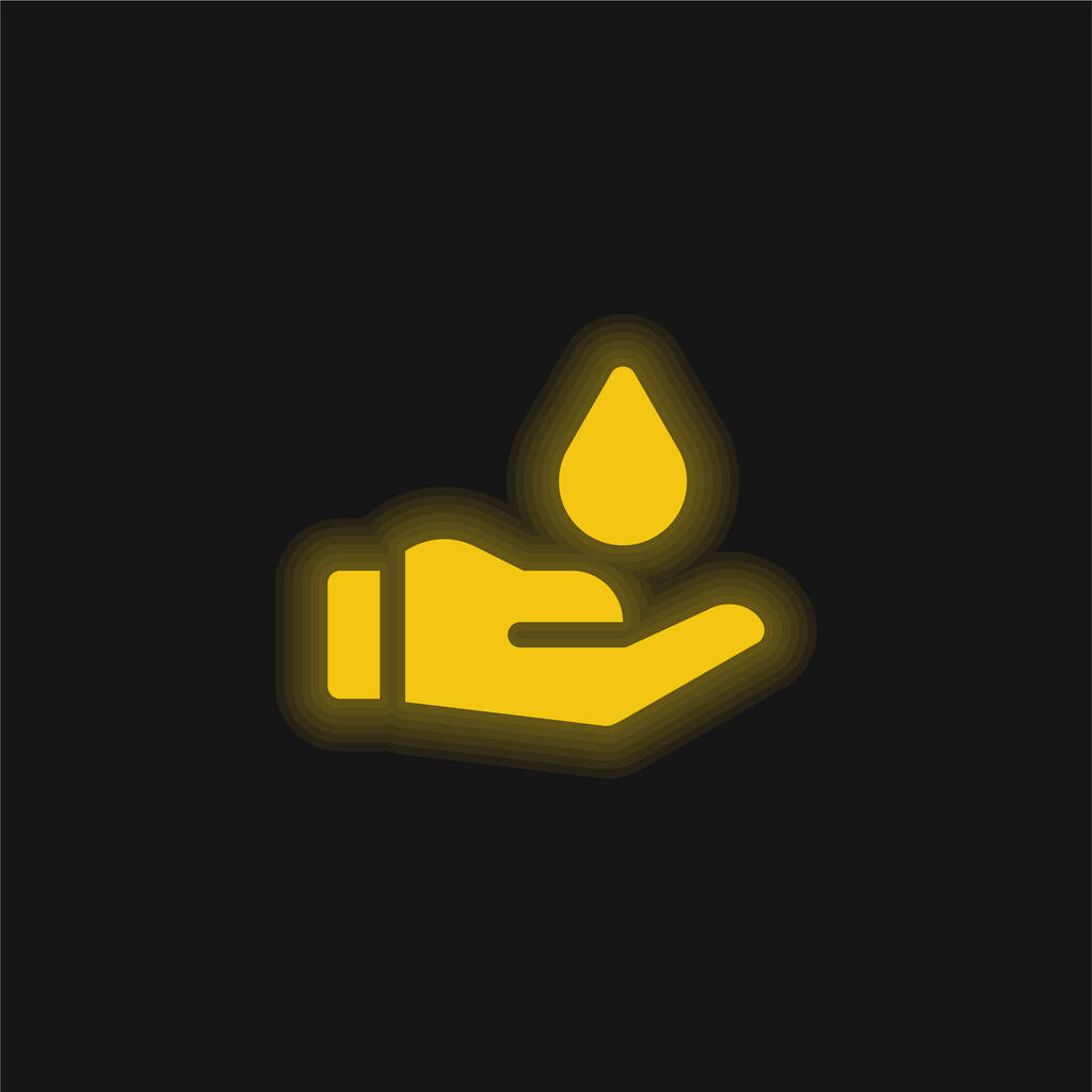 Donación de sangre icono de neón brillante amarillo - Vector, Imagen