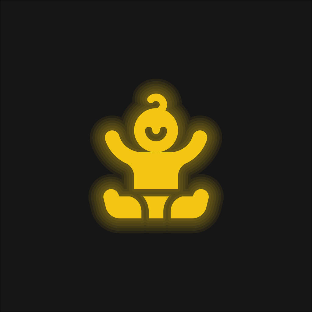 Дитяча жовта сяюча неонова іконка
 - Вектор, зображення