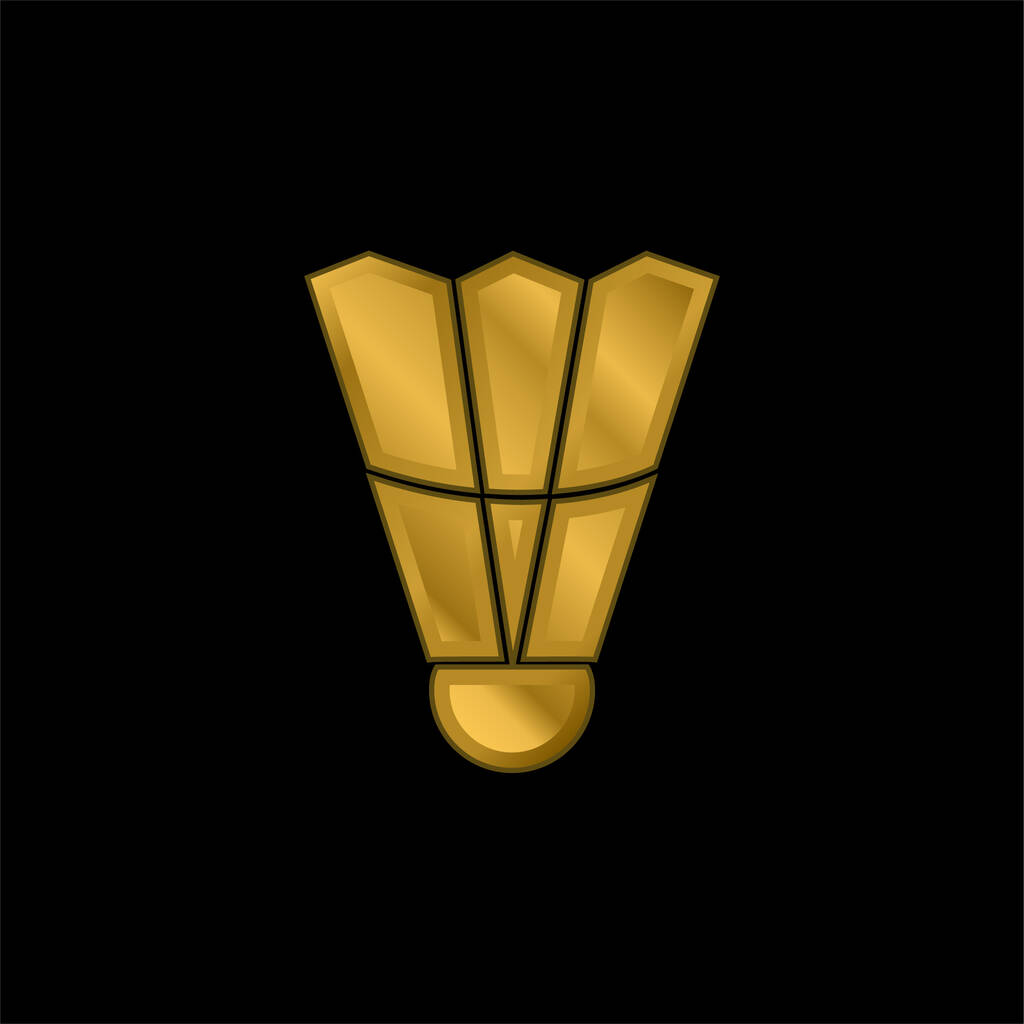 Бадмінтон перо золото вкрите металевою іконою або вектором логотипу. - Вектор, зображення