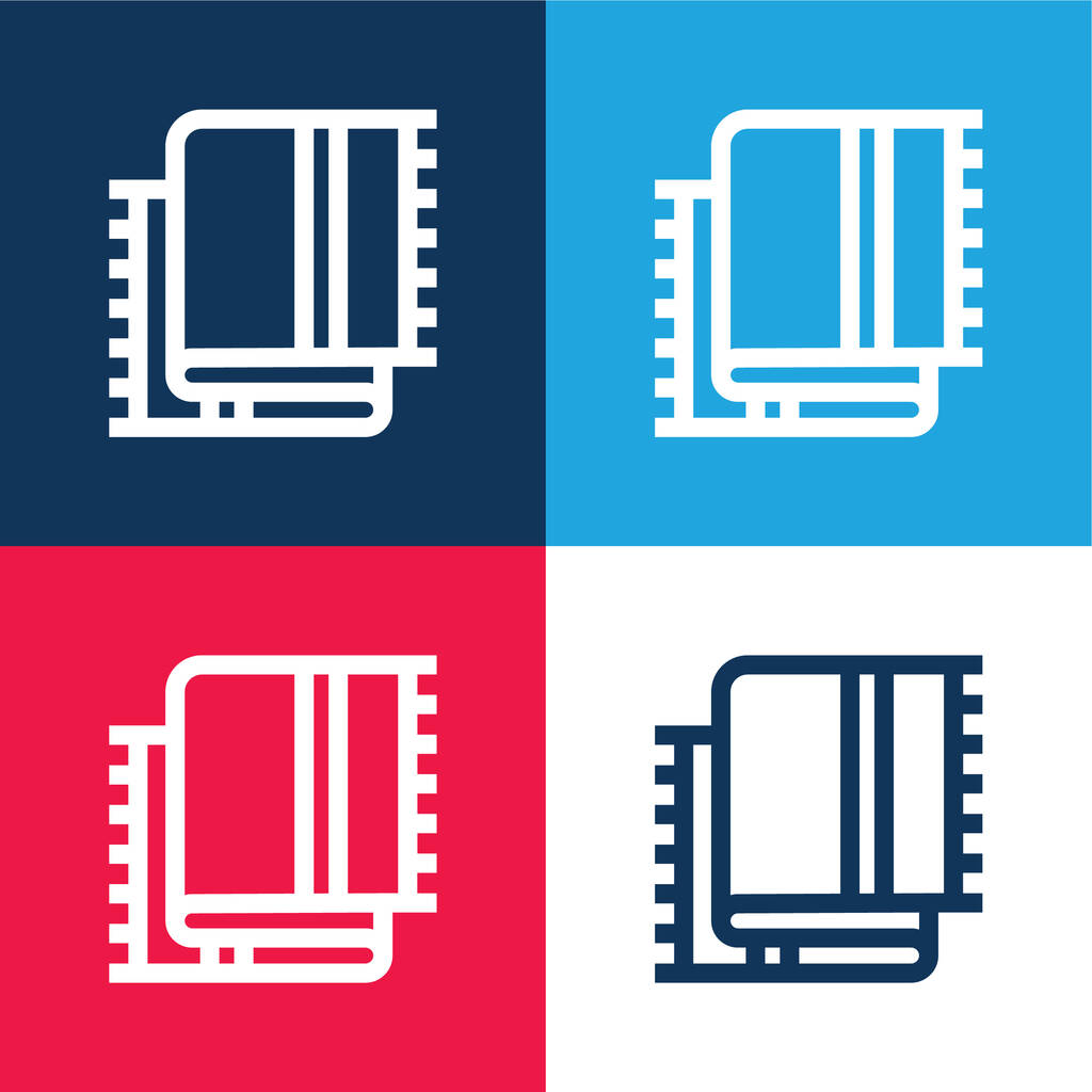 Couverture bleu et rouge quatre couleurs minimum jeu d'icônes - Vecteur, image