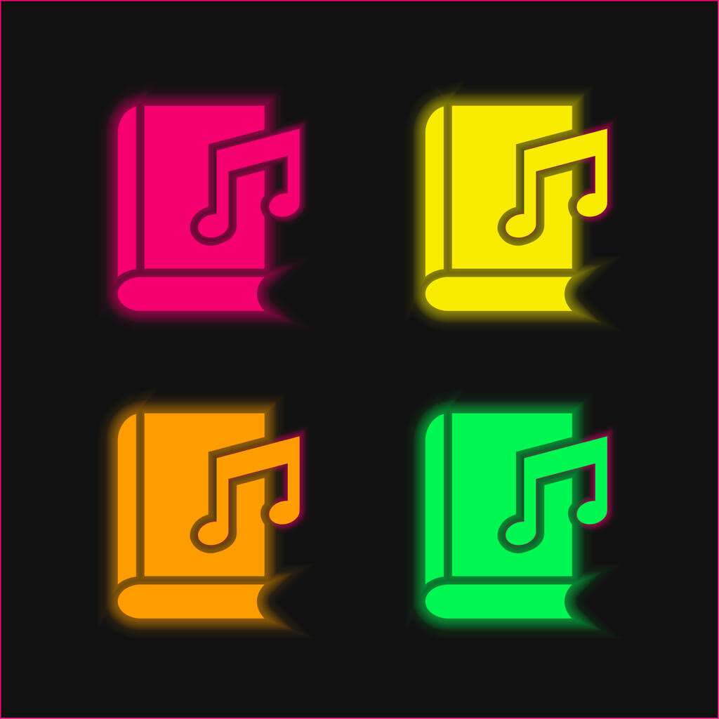 Audiolibro de cuatro colores brillante icono de vectores de neón - Vector, Imagen