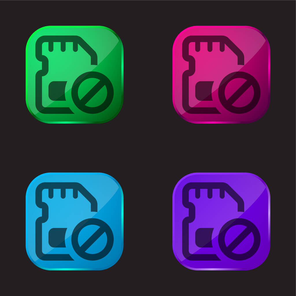 Block four color glass button icon - Vector, Image