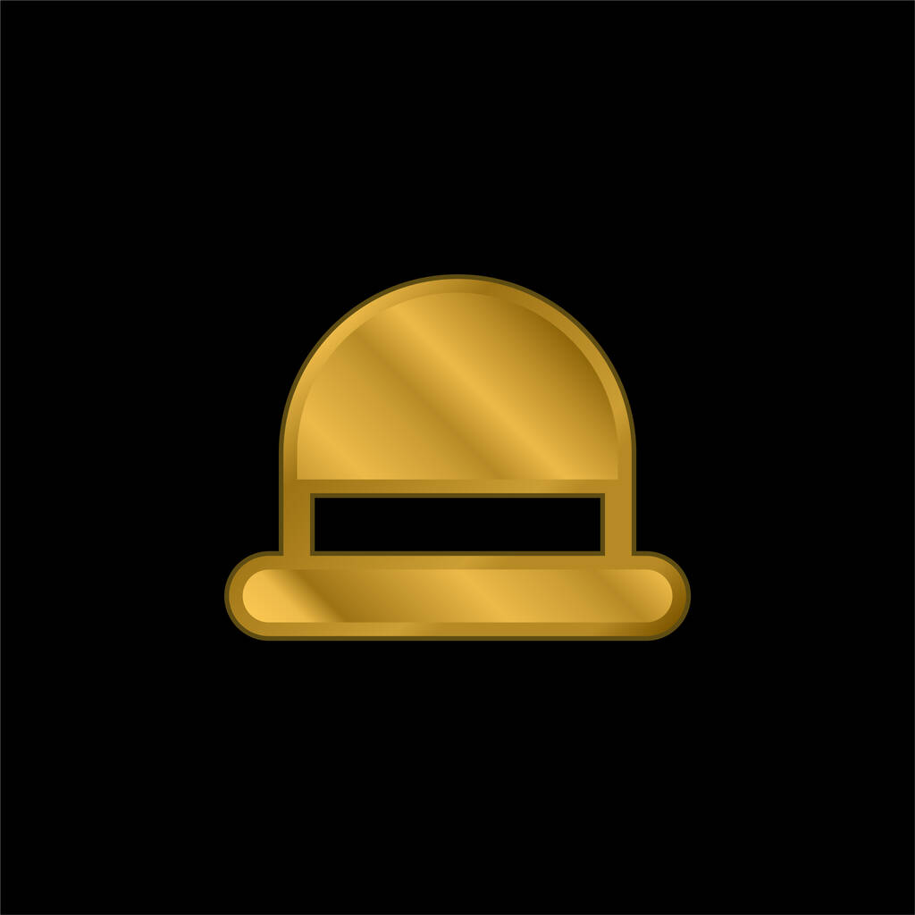 Bowler banhado a ouro ícone metálico ou vetor logotipo - Vetor, Imagem