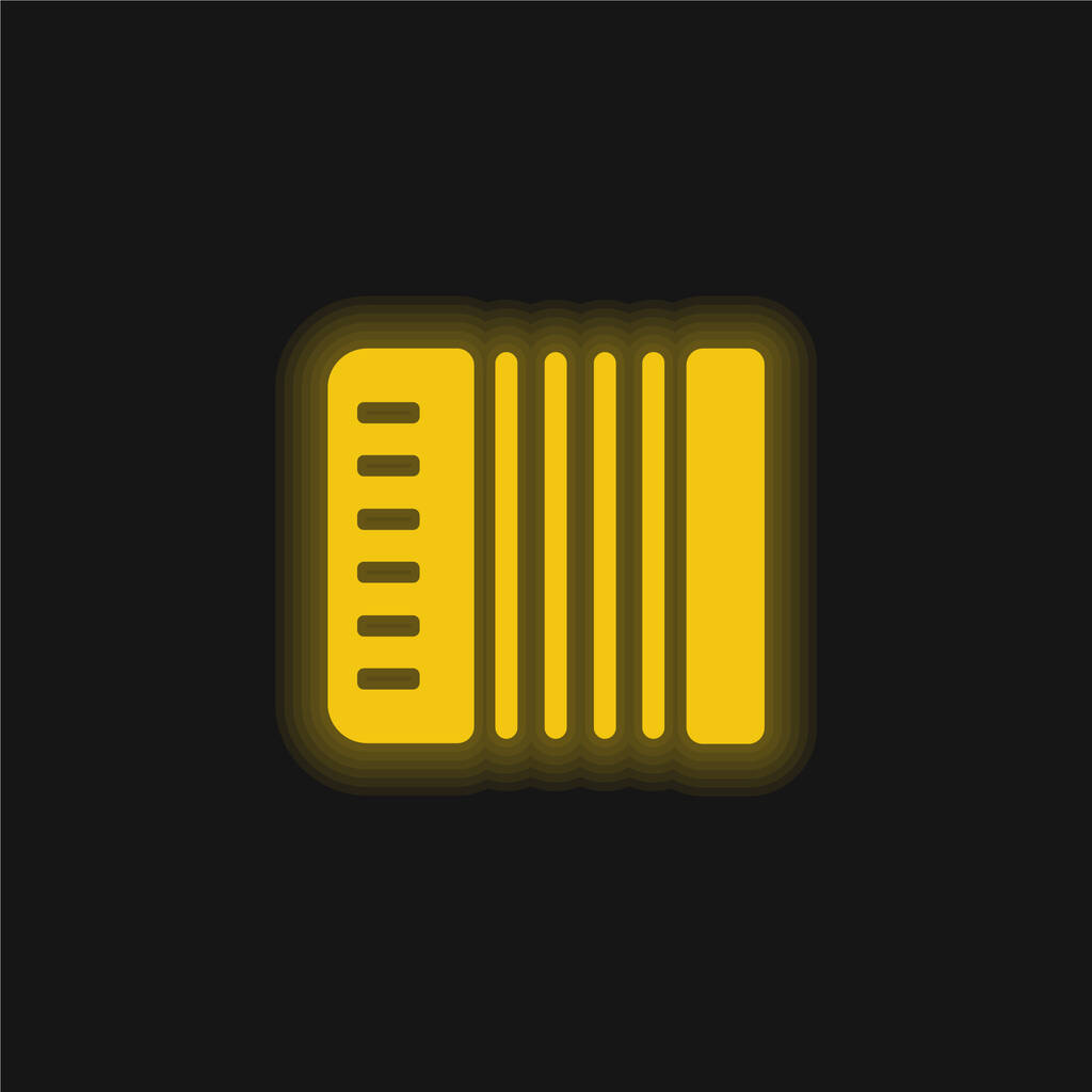 アコーディオン黄色の輝くネオンアイコン - ベクター画像