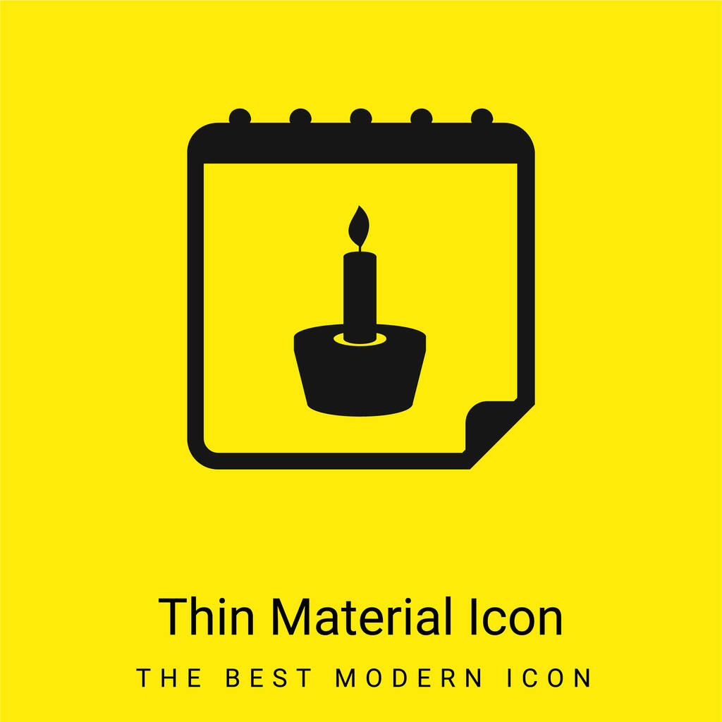 Rappel d'anniversaire icône matérielle jaune vif minimale - Vecteur, image