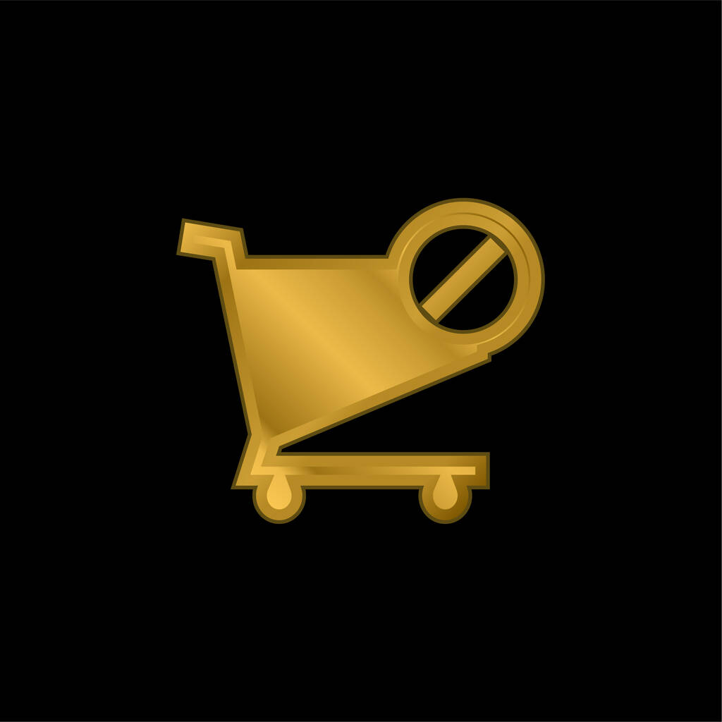 Bloqueado Carrito de la compra E Comercio Símbolo chapado en oro icono metálico o vector de logotipo - Vector, Imagen
