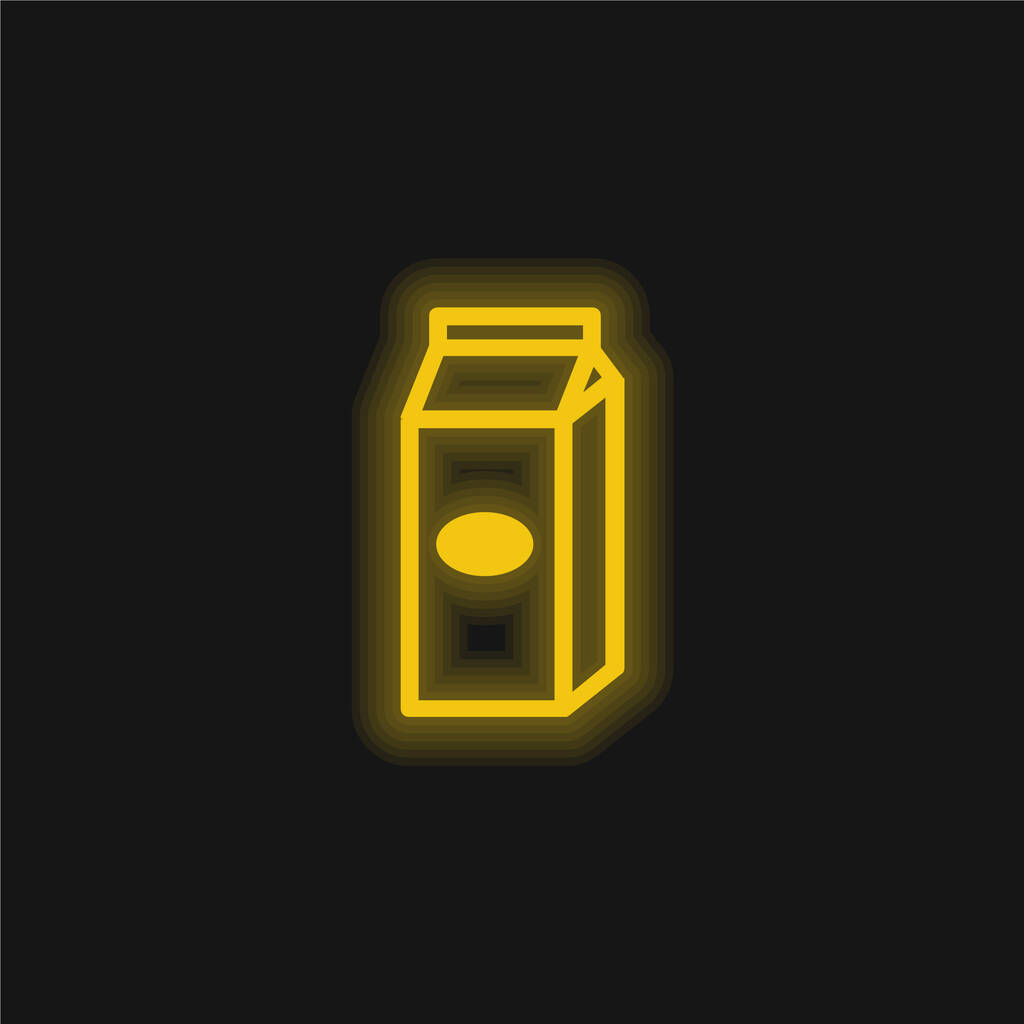ボックス液体食品容器概要黄色輝くネオンアイコン - ベクター画像