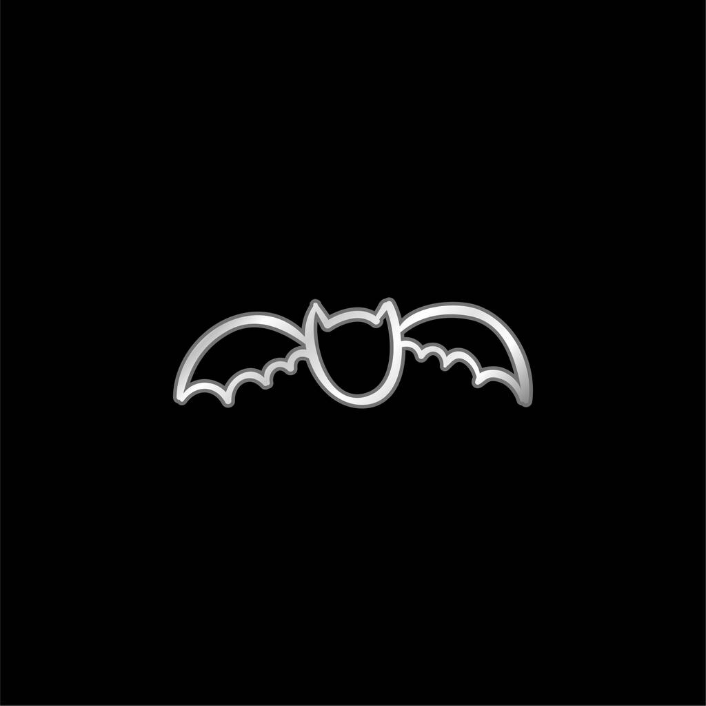 Bat Outline silver plated metallic icon - Vector, Image