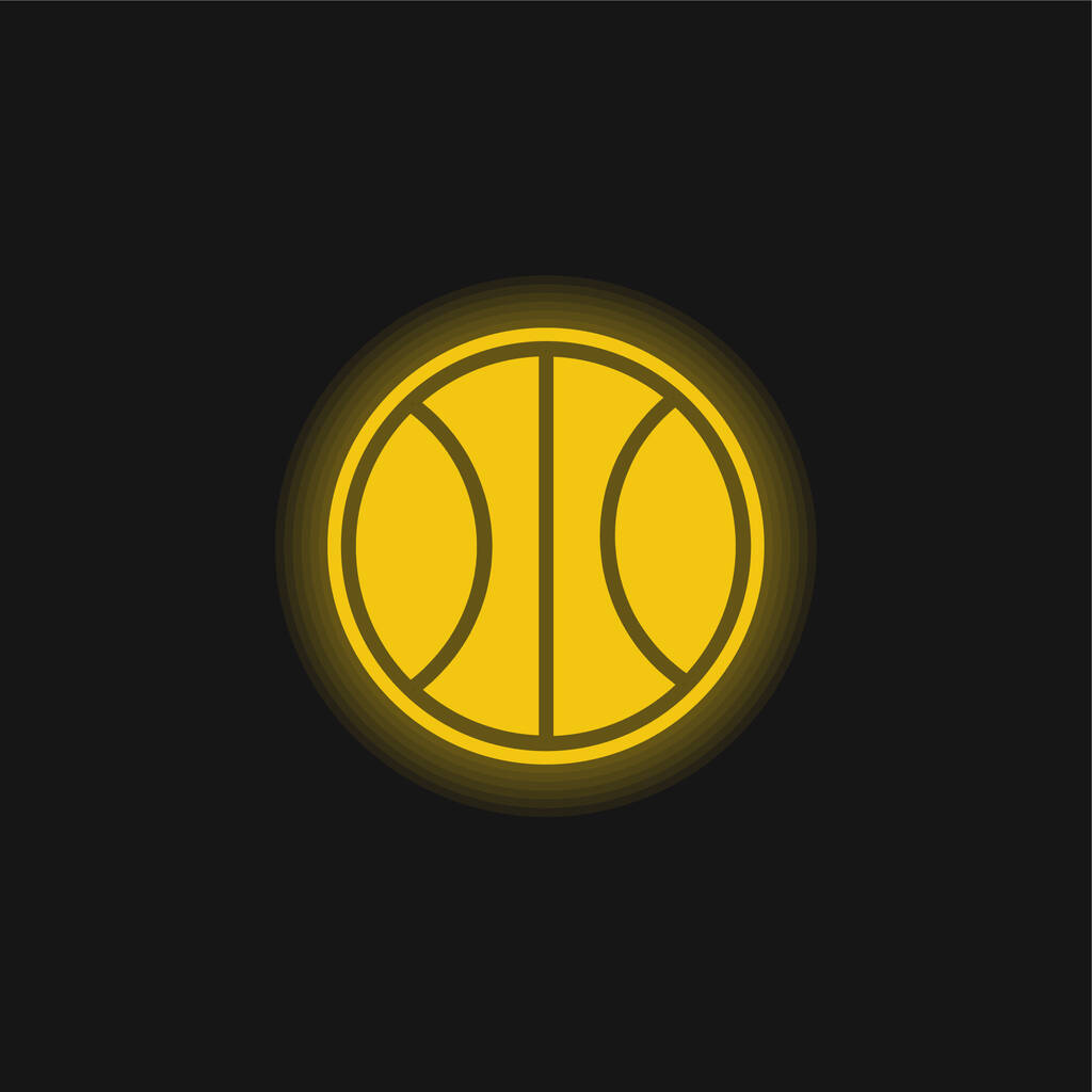 Баскетбольний м'яч жовтий блискучий неоновий значок
 - Вектор, зображення